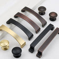 Solid Brass Square Cabinet Pulls & Knobs - Red Bronze Finish - #1 Round Gold / 1pc