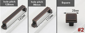 Solid Brass Square Cabinet Pulls & Knobs - Red Bronze Finish - #1 - 96mm Black / 1pc