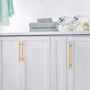 Solid Brass Square Cabinet Ring Pulls - Brushed Gold Finish Hardware - #2 - 128mm / 1pc