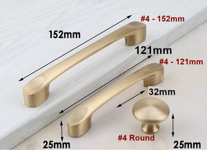Solid Brass Square Cabinet Pulls & Knobs - Brushed Gold Finish - #2 Round / 1pc