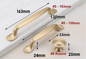Solid Brass Square Cabinet Pulls & Knobs - Brushed Gold Finish - #2 - 112mm / 1pc