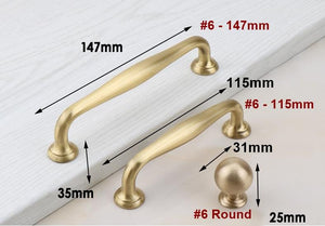 Solid Brass Square Cabinet Pulls & Knobs - Brushed Gold Finish - #2 - 145mm / 1pc