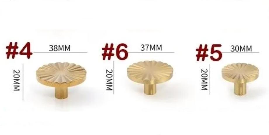 Solid Brass Sunflower Cabinet Pulls & Knobs - Gold Finish Hardware - #5 gold 30mm / 1pc