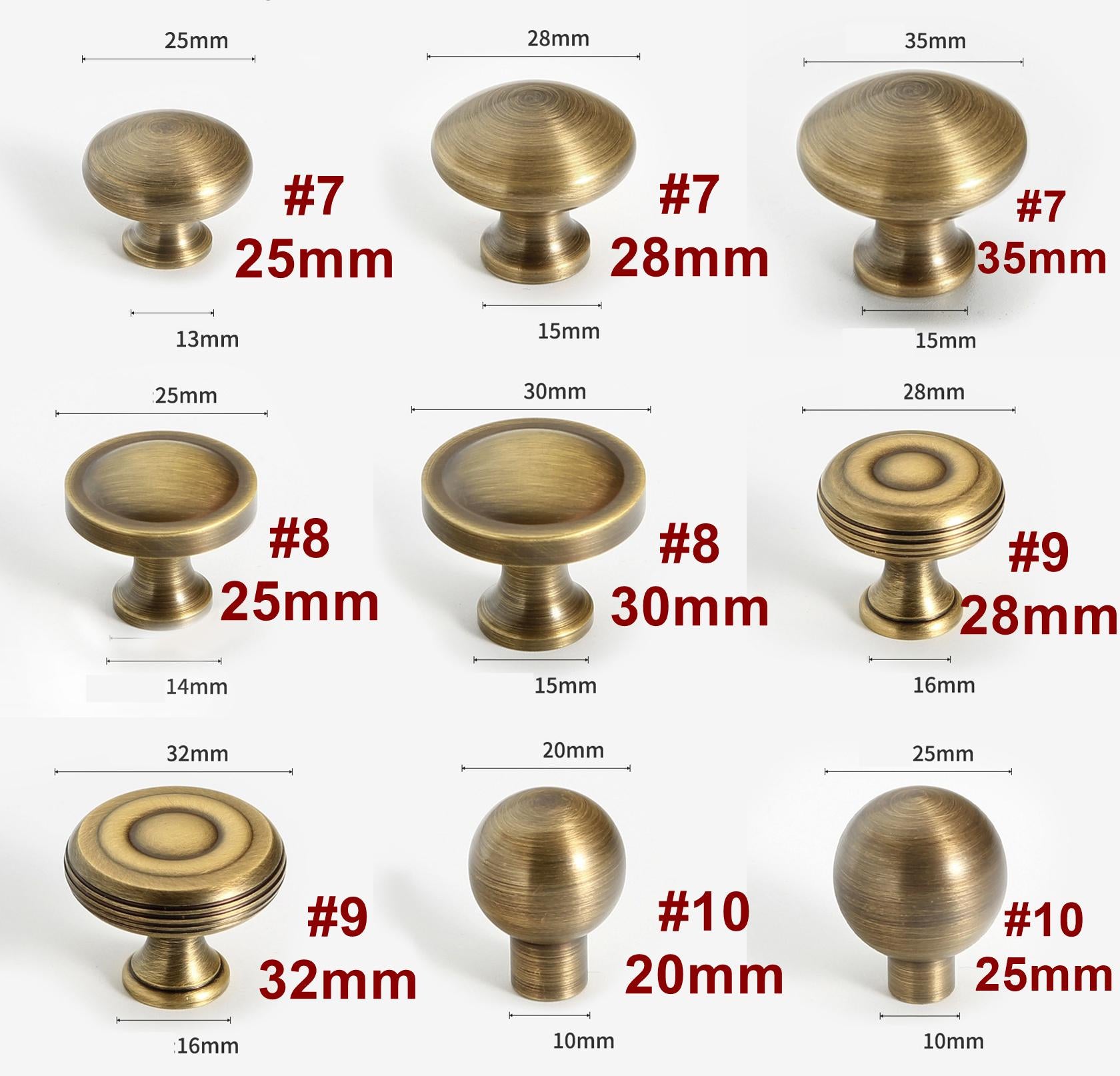 Solid Brass Vintage Cabinet Pulls & Knobs - Antique Bronze Finish - #1 - 25mm / 1pc