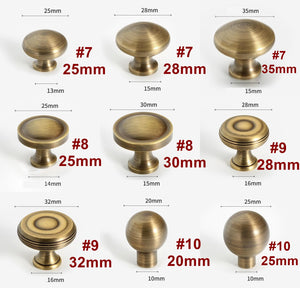 Solid Brass Vintage Cabinet Pulls & Knobs - Antique Bronze Finish - #1 - 25mm / 1pc