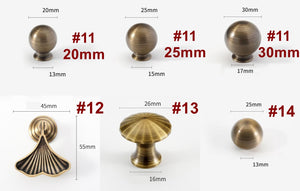 Solid Brass Vintage Cabinet Pulls & Knobs - Antique Bronze Finish - #2 - 20mm / 1pc