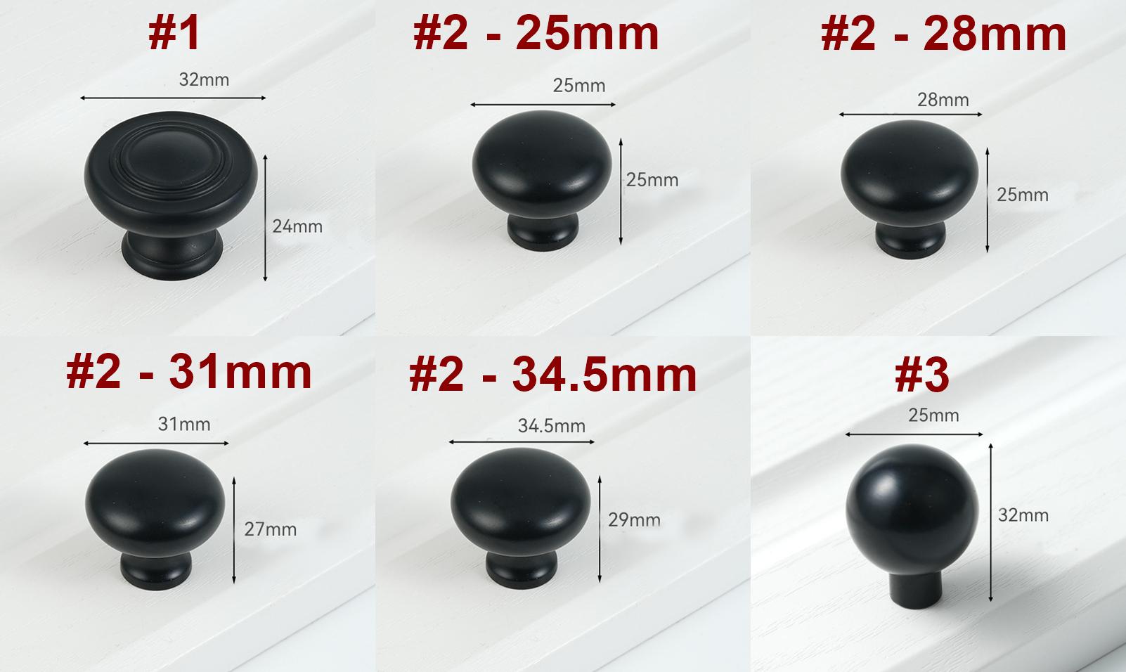 Solid Brass Vintage Cabinet Pulls & Knobs - Black Finish Hardware - #2 - 25mm / 1pc