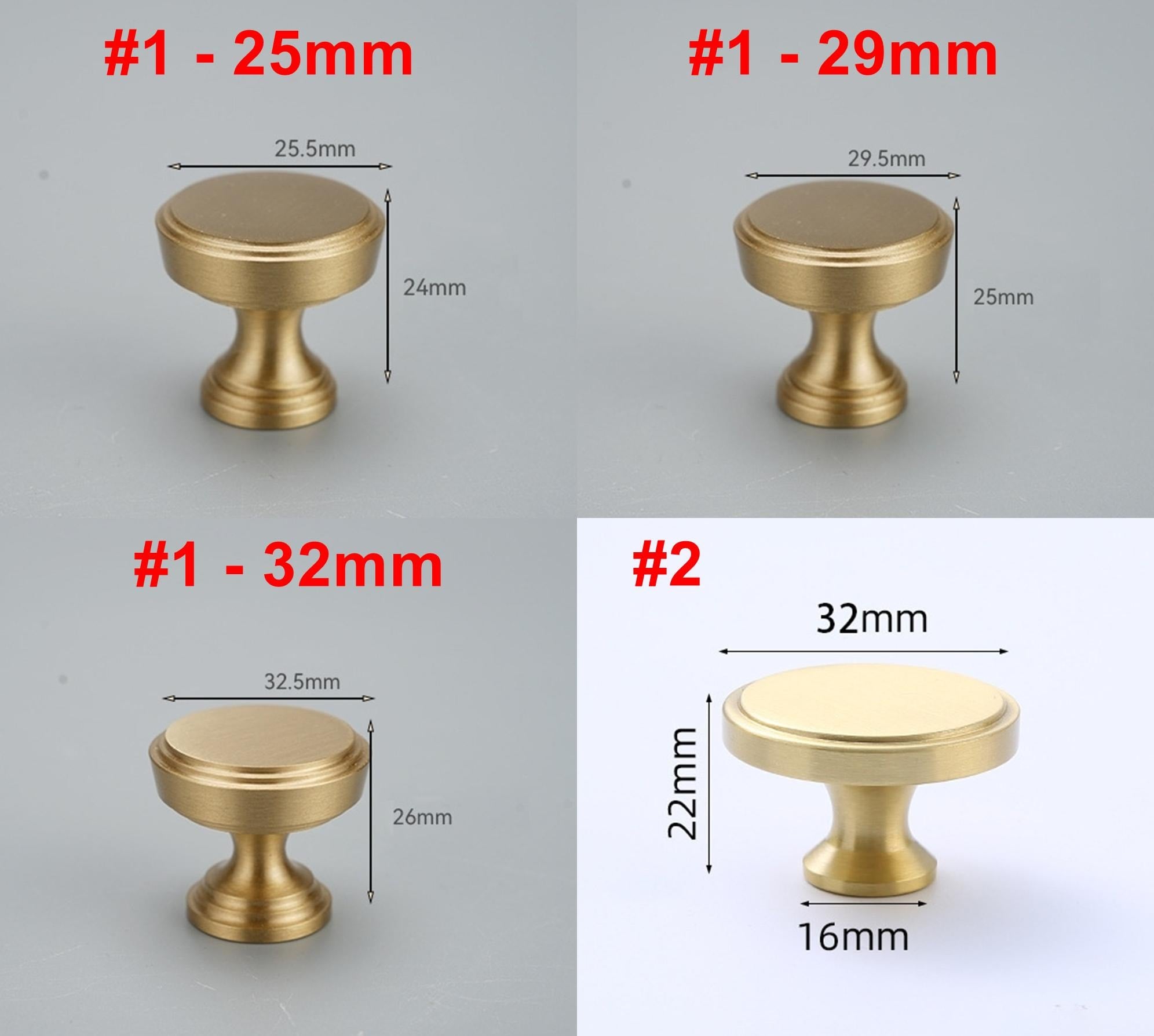 Solid Brass Vintage Cabinet Pulls & Knobs - Brushed Gold Finish - #2 / 1pc