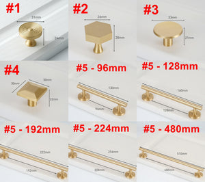 Solid Brass Vintage Cabinet Pulls & Knobs - Brushed Gold Finish - #2 / 1pc