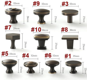 Solid Brass Vintage Cabinet Pulls & Knobs - Dark Bronze Finish - #3 / 1pc