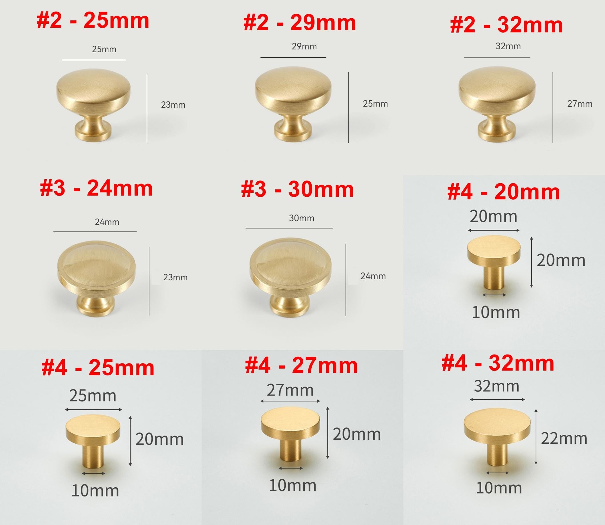 Solid Brass Vintage Cabinet Pulls & Knobs - Matte Gold Finish - #2 - 29mm / 1pc