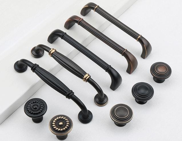 Solid Brass Vintage Cabinet Pulls & Knobs - Red Bronze Finish - #1 Black / 1pc