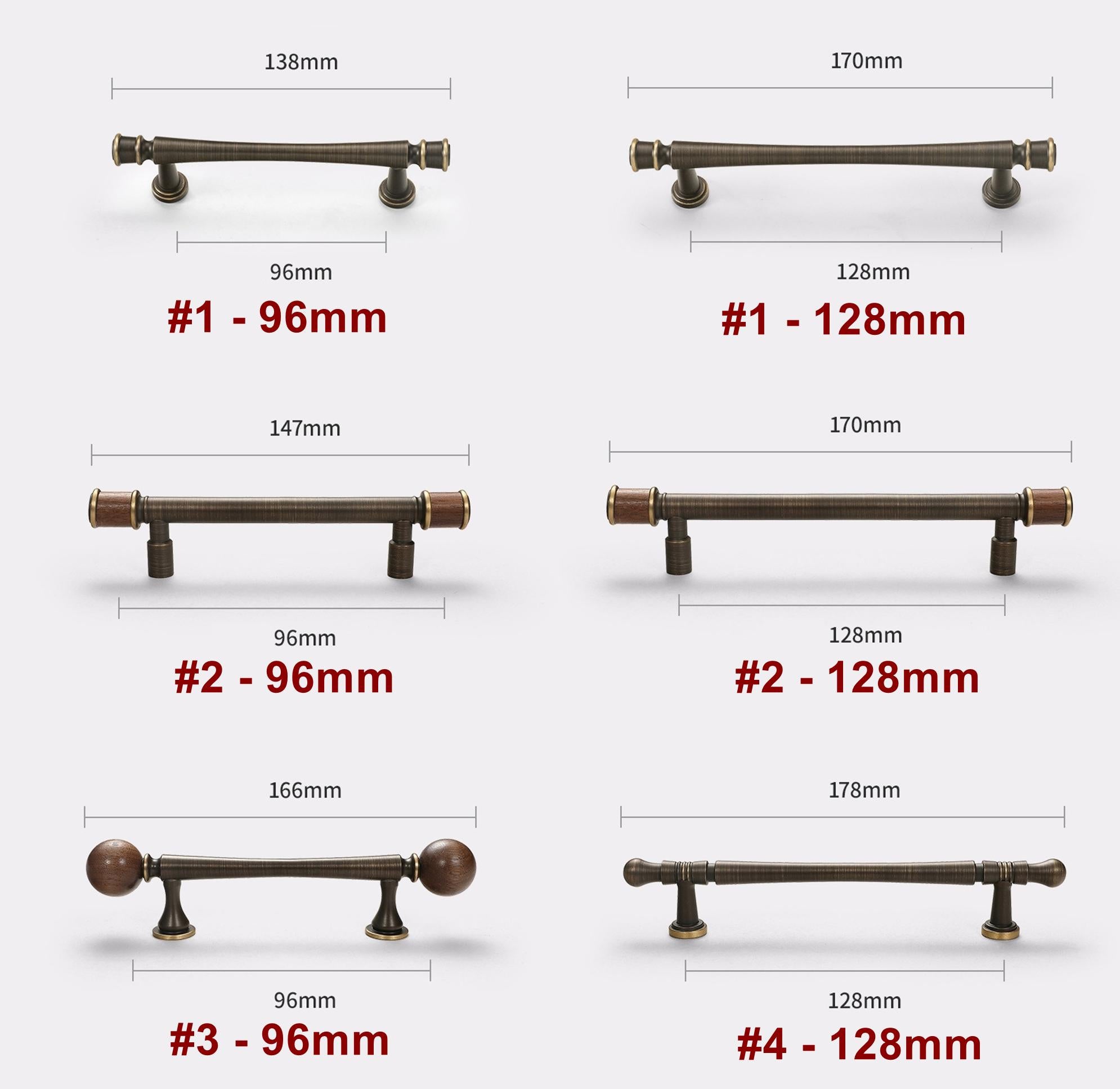 Solid Brass Wood Cabinet Pulls & Knobs - Vintage Furniture Hardware - #1 - 128mm / 1pc