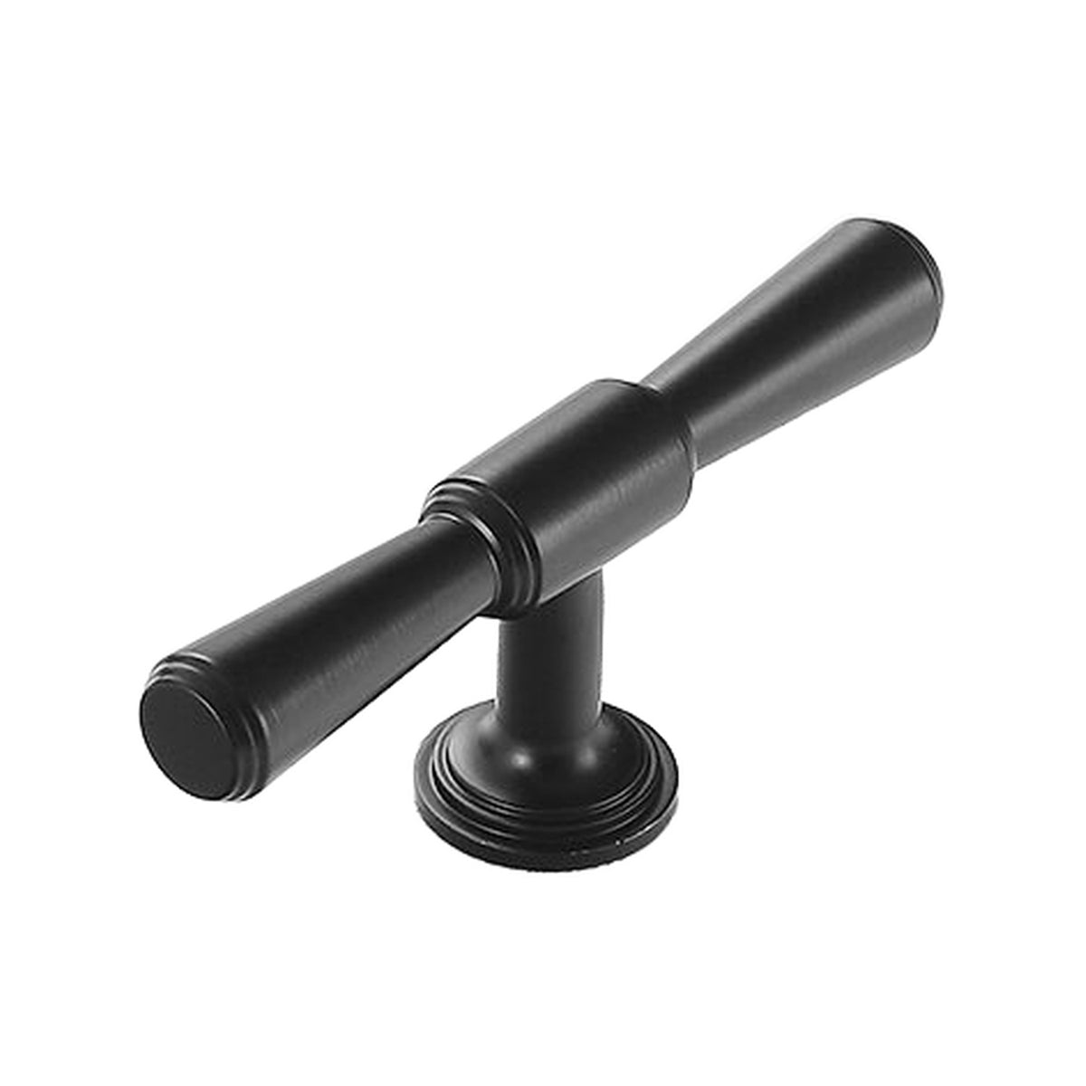 Black T-bar cabinet pull with a stepped center post, option No. 11, 80 mm.
