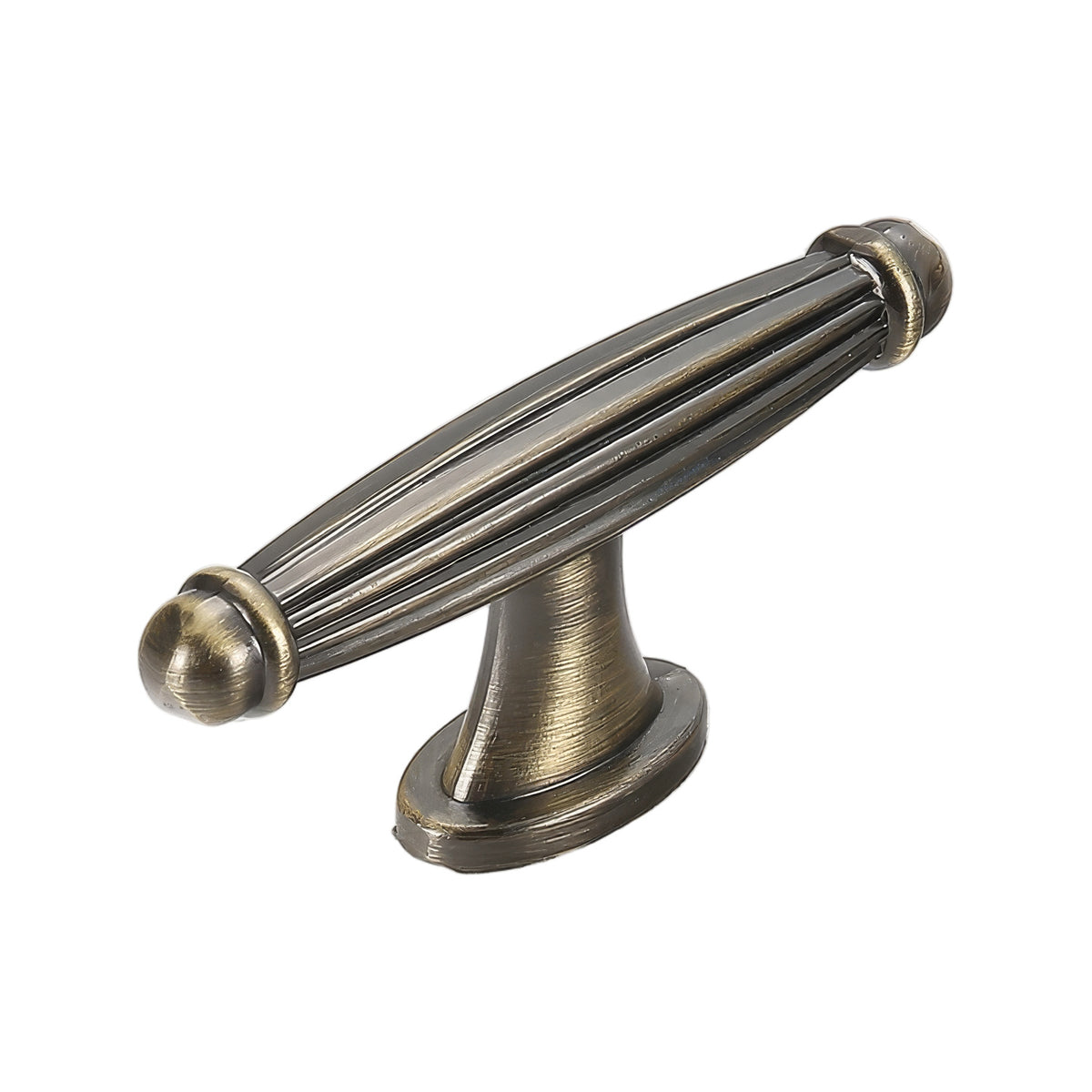 Bronze-colored fluted T-bar pull with a central mounting post, variant #2.