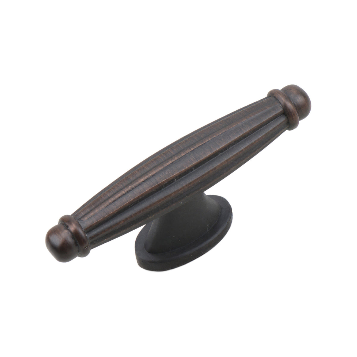 Red bronze-tone fluted T-bar pull with a single oval base, option No. 4.
