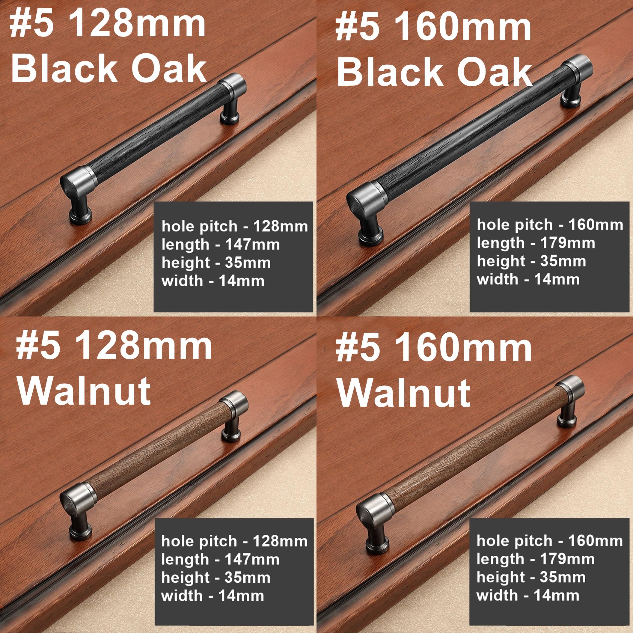 Wood Cabinet Pulls & Knobs - Black Finish for Cabinets & Drawers - #2 - 48mm Black Oak / 1pc