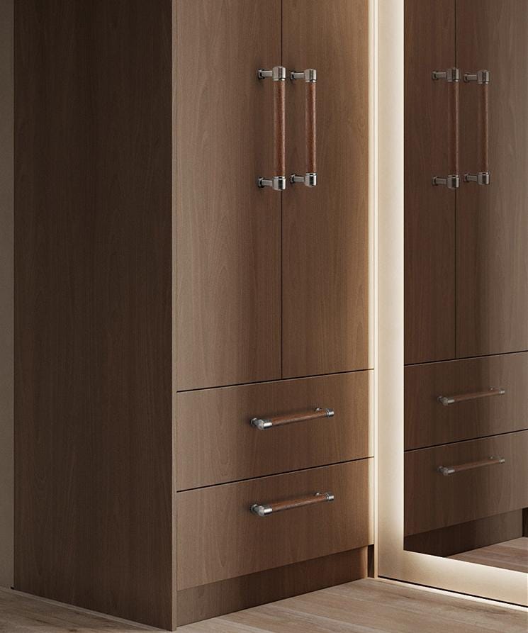 Wood Cabinet Pulls & Knobs - Black Finish for Cabinets & Drawers - #3 - 48mm Walnut / 1pc