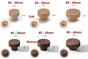 Wood Round Cabinet Pulls & Knobs - Minimalist Decorative Hardware - #2 - 48mm / 1pc