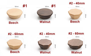 Wood Square Cabinet Pulls & Knobs - Black Finish Furniture Hardware - #1 Walnut / 1pc