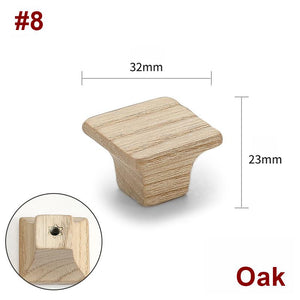 Wood Square Cabinet Pulls & Knobs - Black Finish Furniture Hardware - #2 Walnut 40mm / 1pc