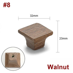 Wood Square Cabinet Pulls & Knobs - Black Finish Furniture Hardware - #2 Walnut 60mm / 1pc