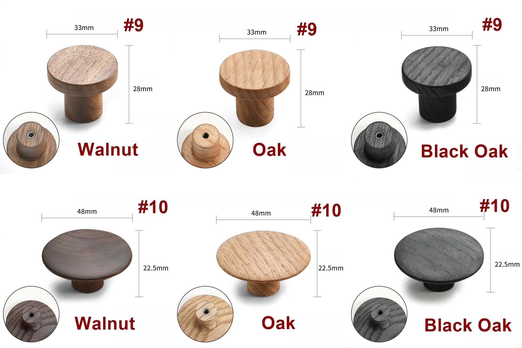 Wood Square Cabinet Pulls & Knobs - Black Finish Furniture Hardware - #3 Beech 40mm / 1pc