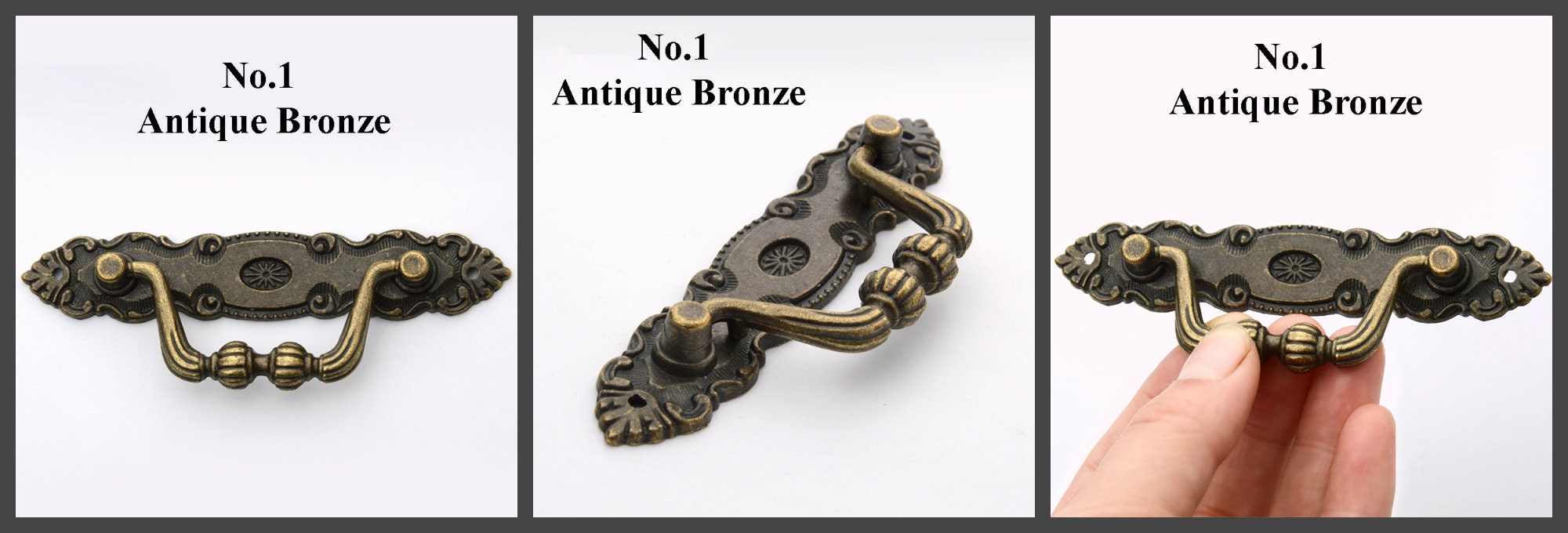 Zinc Alloy Floral Door Knocker Ring Pulls - Antique Bronze Finish - No.1 AntBronze 102mm / 1pc