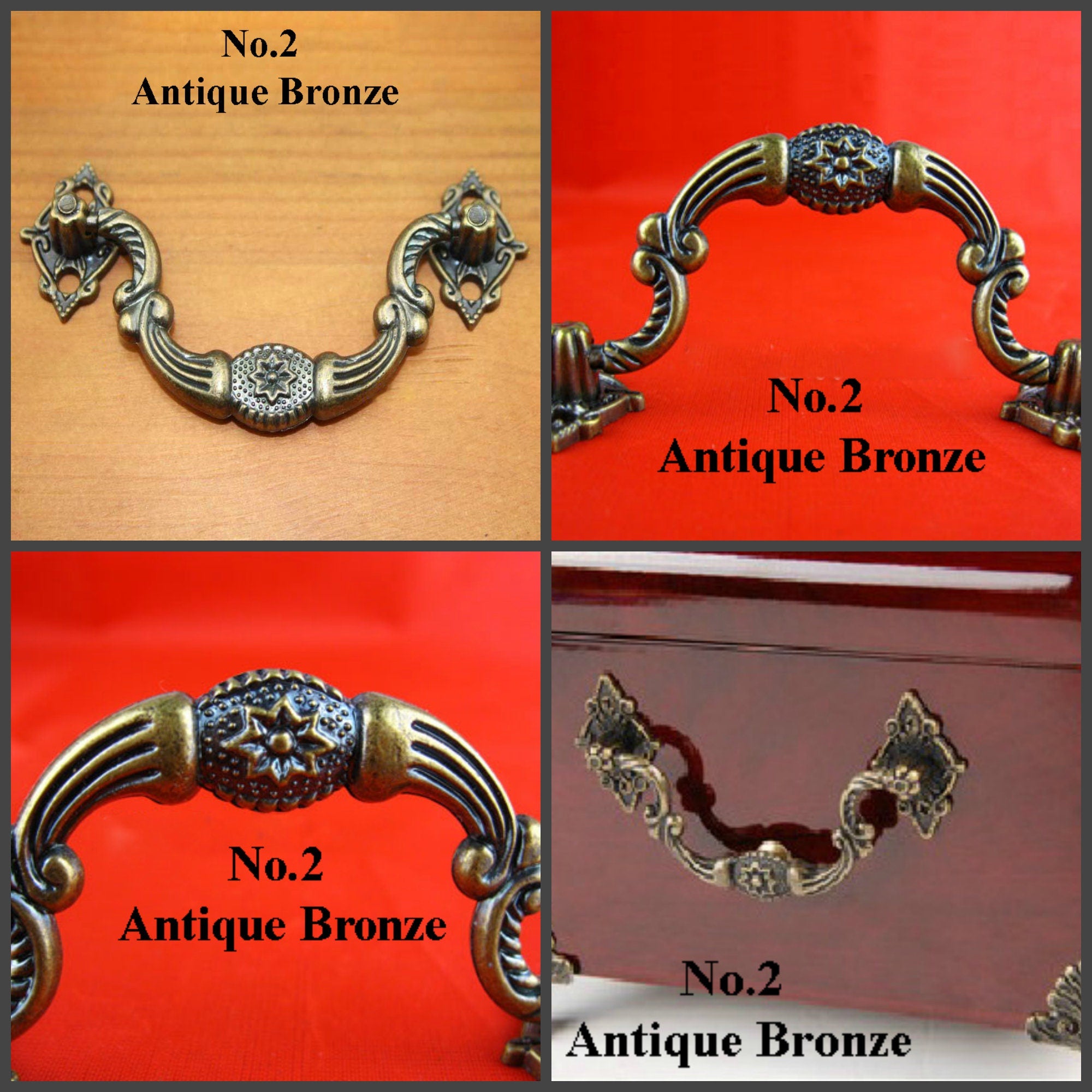 Zinc Alloy Floral Door Knocker Ring Pulls - Antique Bronze Finish - No.1 AntBronze 102mm / 5pcs