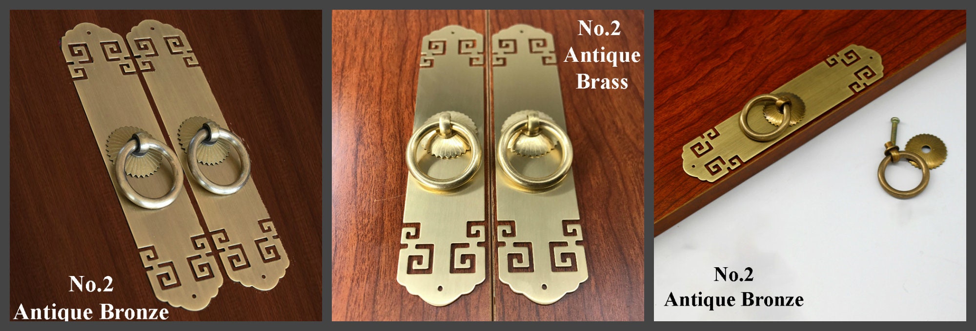Zinc Alloy Round Door Knocker Ring Pulls - Antique Bronze Finish - #1-Screw Bronze 12cm / 5Sets
