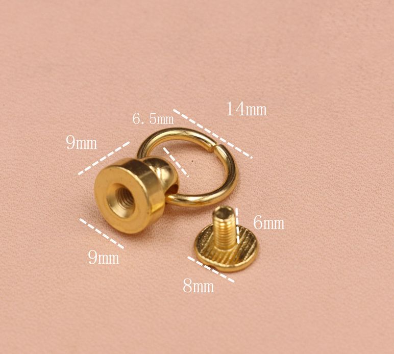 Solid Brass Chain Screw Connector Pull Ring Loop Hardware 9x6.5x9mm