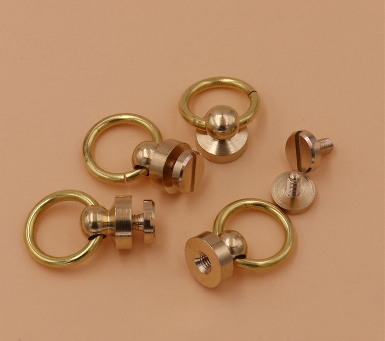 Solid Brass Chain Screw Connector Pull Ring Loop Hardware 9x6.5x9mm