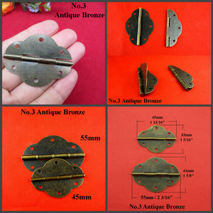 Brass Floral Mini Box Hinges - Antique Bronze Finish for Cabinets - No.1 Ant.Bronze 30mm / 100pcs