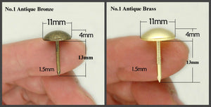 Brass Round Decorative Screw Nails - Antique Bronze Finish Hardware - #1 A.Bronze 11x17mm / 1pc