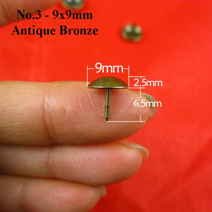Brass Round Decorative Screw Nails - Antique Bronze Finish Hardware - #1 A.Bronze 11x17mm / 50pcs