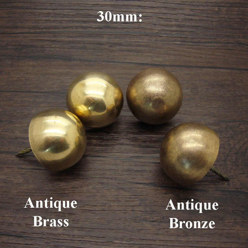 Brass Round Decorative Screw Nails - Antique Bronze Finish Hardware - 30mm Antique Bronze / 1pc