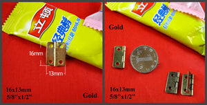 Brass Square Mini Box Hinges - Antique Bronze Finish for Cabinets - 23mm Gold / 1pc