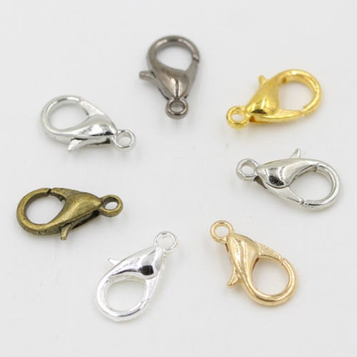 Lobster Claw Clasp Parrot Closure Silver Gold 10 12 21 mm Small Tiny Large Jewelry Making Necklace Bracelet Key Chain Ring Purse Connector