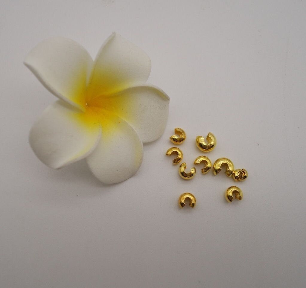 Open Crimp Bead Knot Cover Hide End Finding Bracelet Necklace DIY 3mm 4mm 5mm 1/8" 5/32" 3/16" Bulk Lot 50 - 1000pcs