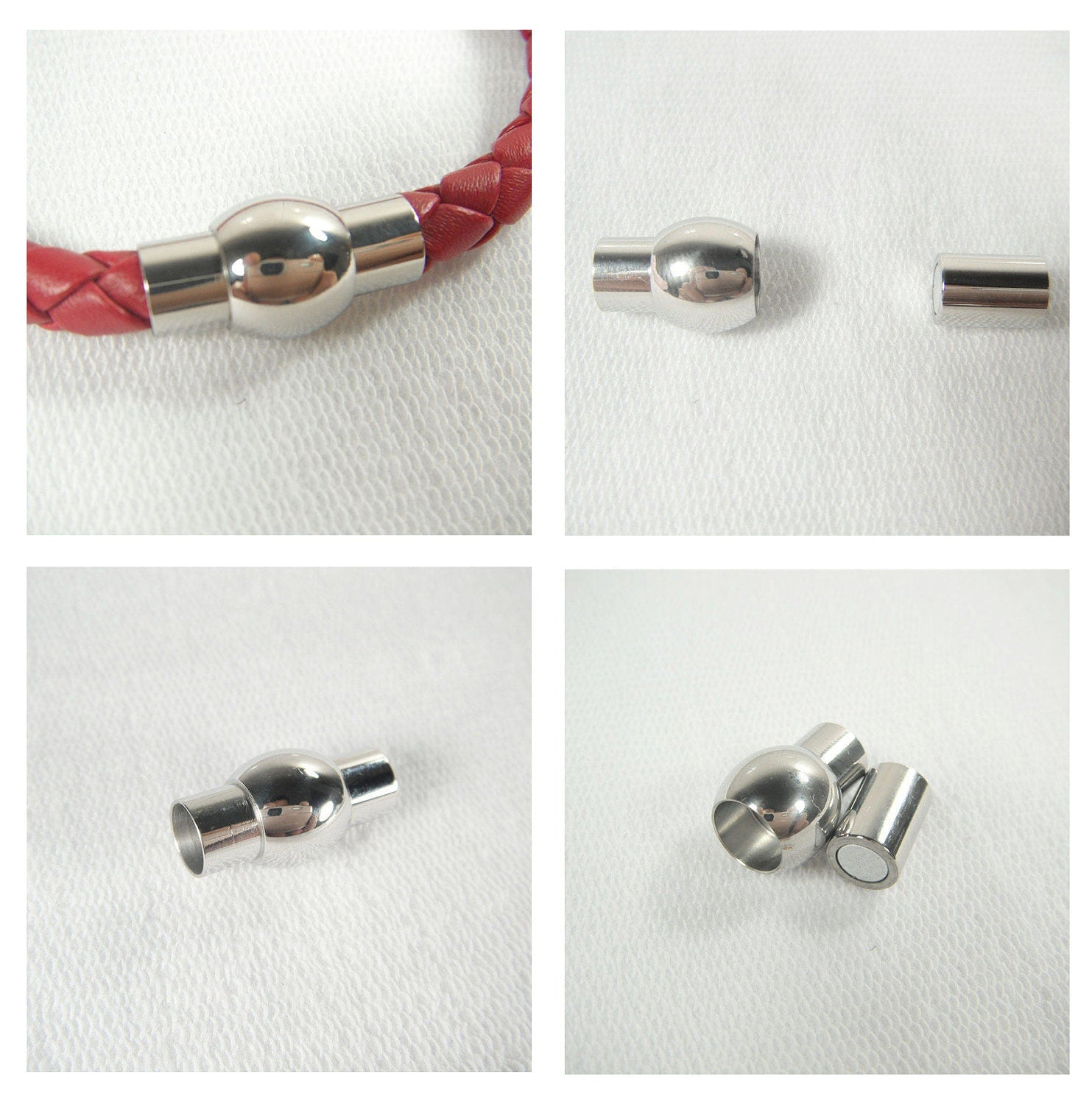 Barrel Magnetic Clasp End Cap Tube Column Glue Closure Fits 2 3 4 5 6 8 mm Round Leather Cord Kumihimo Bracelet Silver