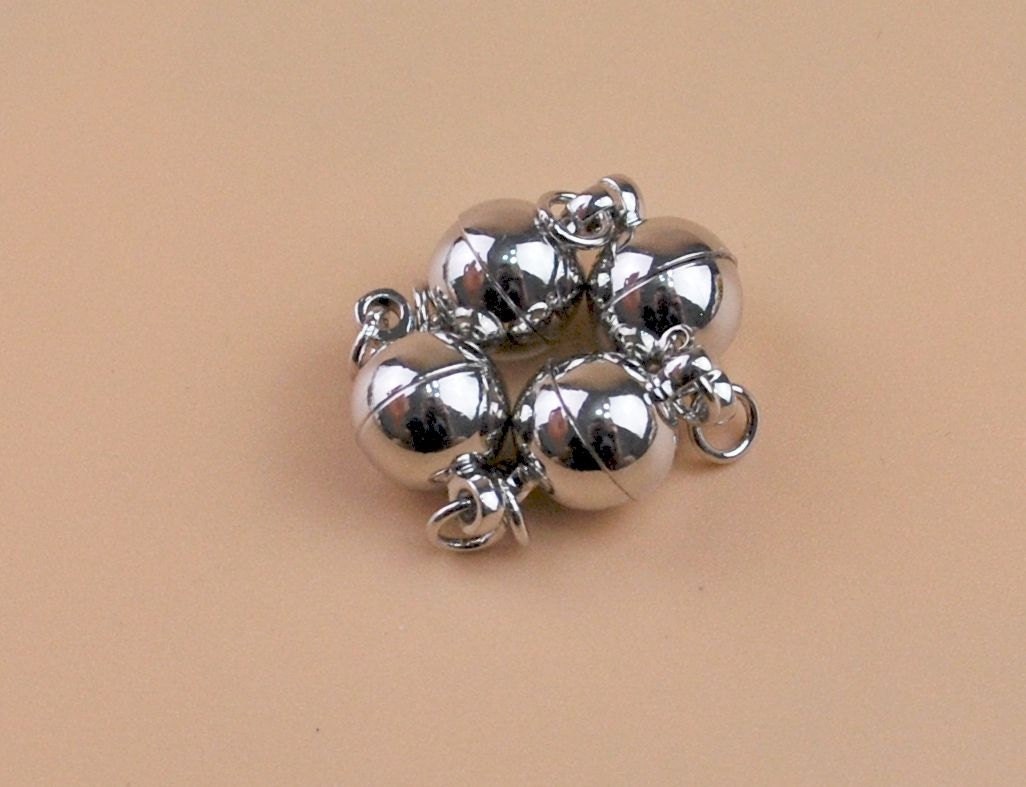 Lot 8mm 5/16" Smooth Round Ball Magnetic Clasp Closure with Open Jump Rings Strong Connector