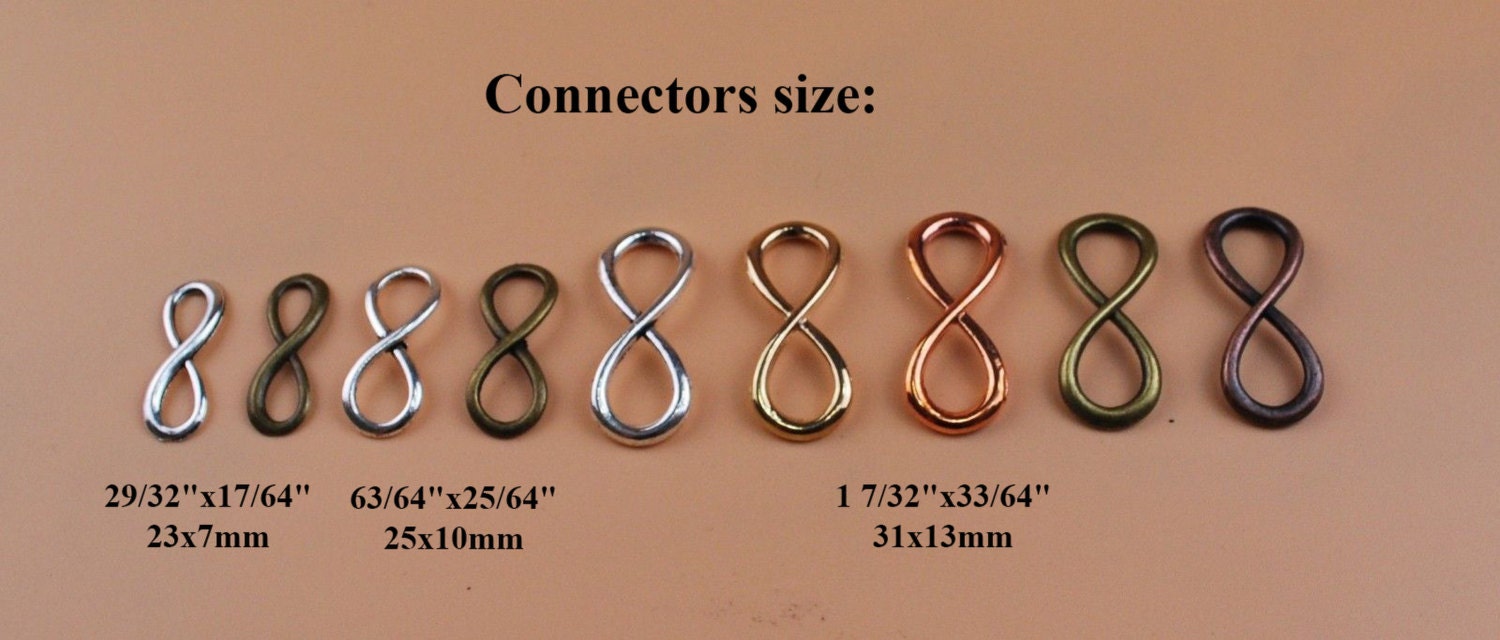 Infinity Sign Charm Pendant Connector Figure 8 Number Eight Symbol Love Knot Silver Bronze Gold 25 31mm 1" Bracelet Necklace Final Sale