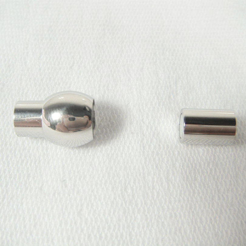 Barrel Magnetic Clasp End Cap Tube Column Glue Closure Fits 2 3 4 5 6 8 mm Round Leather Cord Kumihimo Bracelet Silver