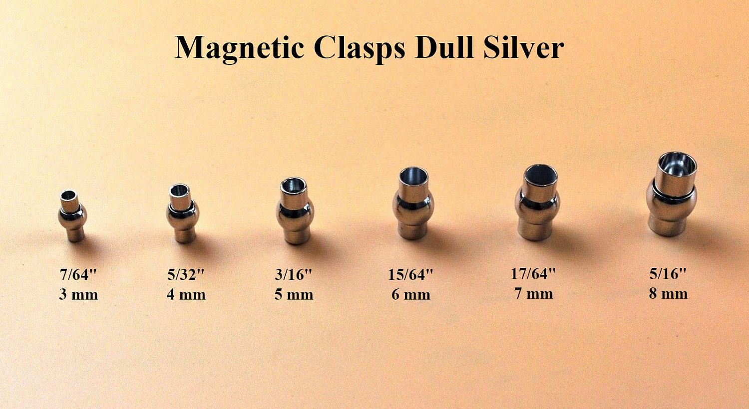 Barrel Magnetic Clasp End Cap Tube Column Glue Closure Fits 2 3 4 5 6 8 mm Round Leather Cord Kumihimo Bracelet Silver