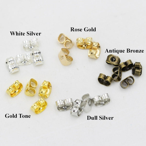 Stud Earring Back Butterfly Earnut Stopper Safety Clutch Silver Gold Bronze Ear Nut Scroll Wire Post Component Part Jewelry Making Supply