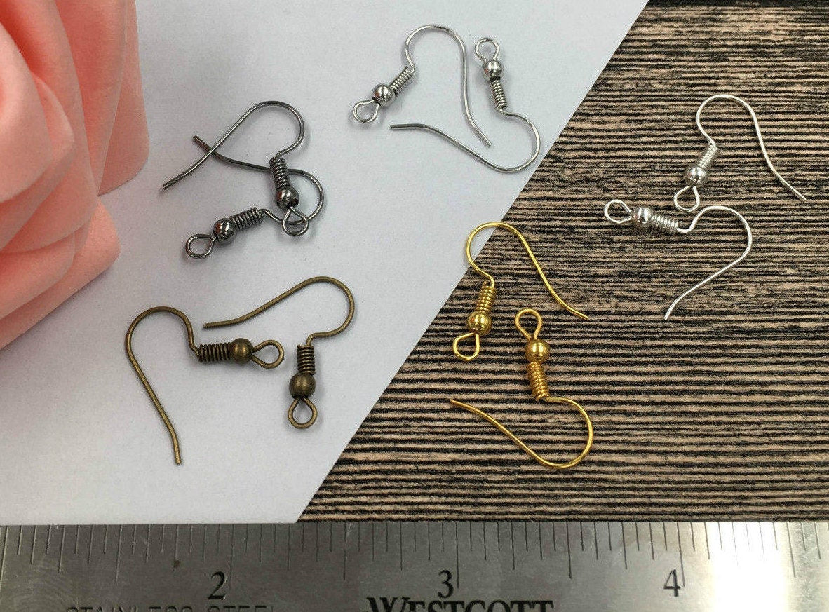 Earring Hook Fish Ball Spring Coil 3/4" 17mm French Style Dangle Ear Wire Jewelry Making Craft Components Findings Wholesale Bulk Supply