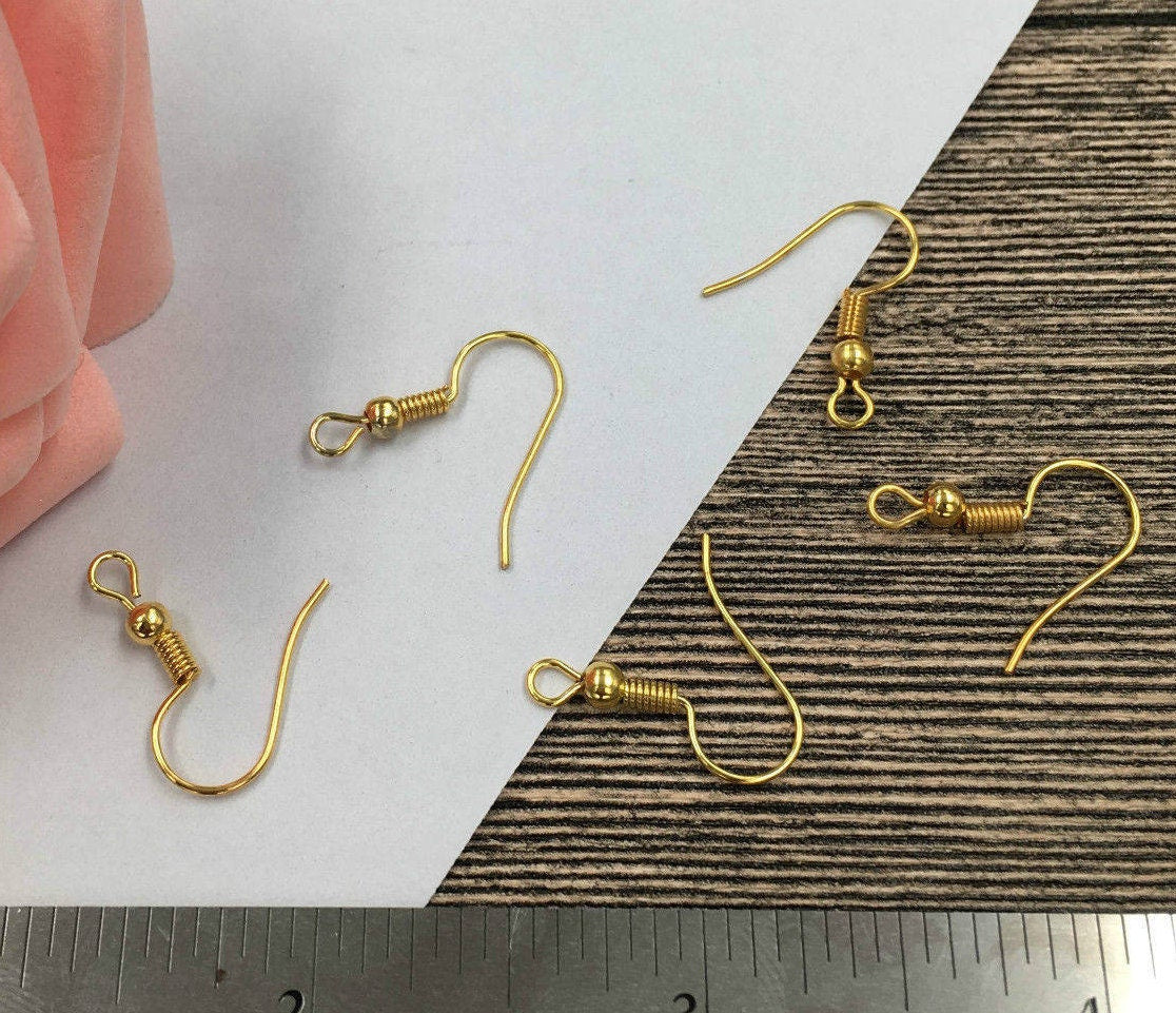 Earring Hook Fish Ball Spring Coil 3/4" 17mm French Style Dangle Ear Wire Jewelry Making Craft Components Findings Wholesale Bulk Supply