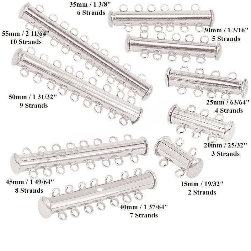 Brass Multi-Strand Ring Row Magnetic Tube Bar Slide Lock Clasp Closure Connector 2 3 4 5 6 7 8 9 10 Loop Hole Necklace Peyote Bracelet