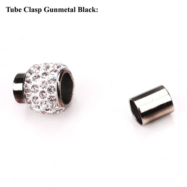 Crystal Magnetic Clasp Glue Clay Rhinestone Tube Barrel 1/8" 1/4"  3/6/7mm Round Leather Cord Kumihimo Strong End Cap DIY Supply Final Sale