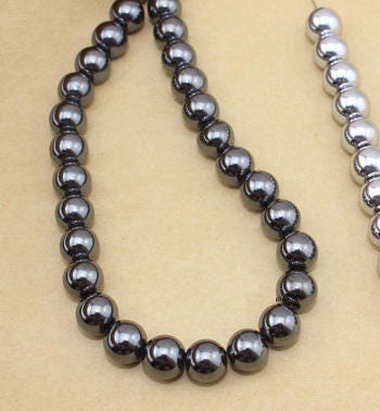 Black Magnetic Hematite Bead Center Drilled Round 2 3 4 6 8 10 12 14 16mm Loose Stone Smooth Ball Two Hole Jewellery Making Bracelet Therapy